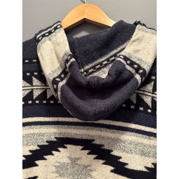 American Eagle Men's Hooded Geometric Sweater Navy White Size M - Picture 6 of 9